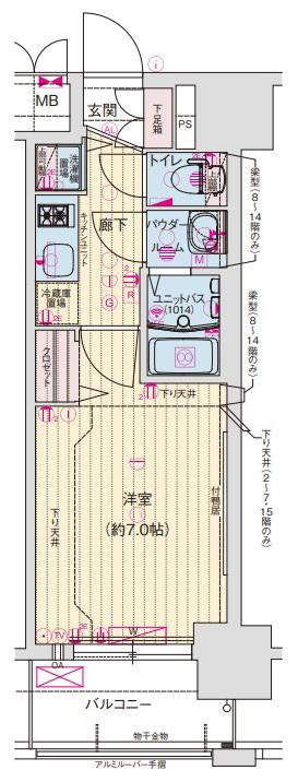 プレサンス水都OKAWA(1K/13階)の間取り写真
