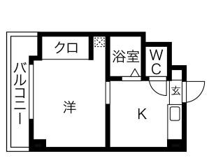 ハッピーコート豊沢(1K/2階)の間取り写真