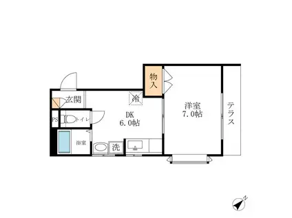 ピアレス新柏(1DK/1階)の間取り写真