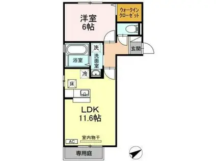カスタリア(1LDK/1階)の間取り写真