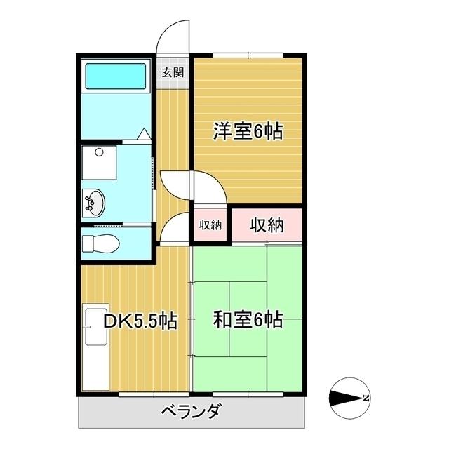 朝日ケ丘コーポ(2DK/2階)の間取り写真