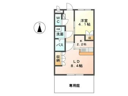 SUN PATIO III(1LDK/1階)の間取り写真