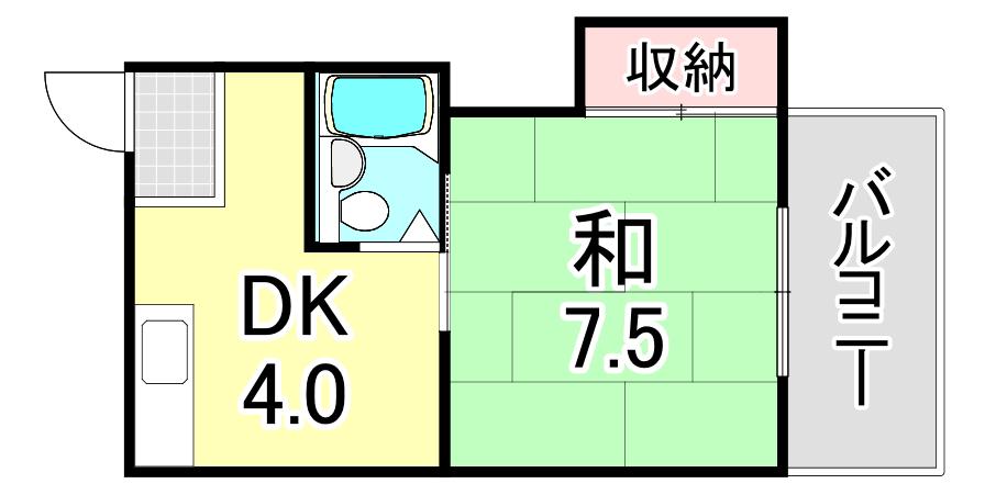 第5カシノハイツ(1K/1階)の間取り写真