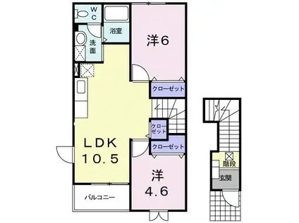 フォレスト香椎II(2LDK/2階)の間取り写真