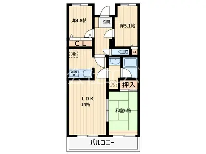 シャルマンコーポ川口(3LDK/10階)の間取り写真