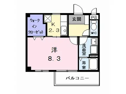 プルミエII(1K/2階)の間取り写真