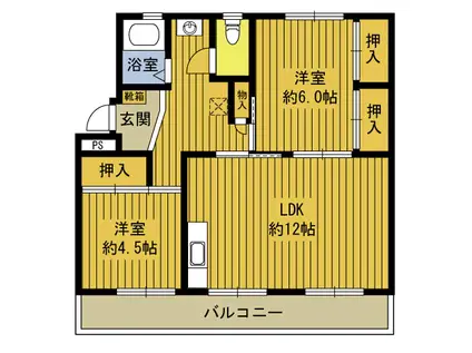 コーポおおとり(2LDK/1階)の間取り写真