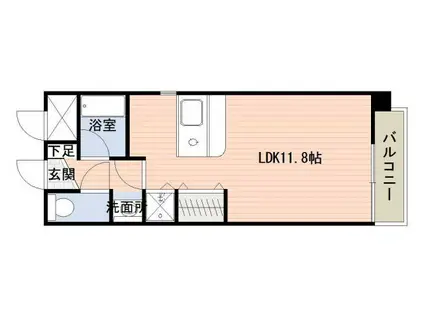 ビュー唐湊(ワンルーム/1階)の間取り写真