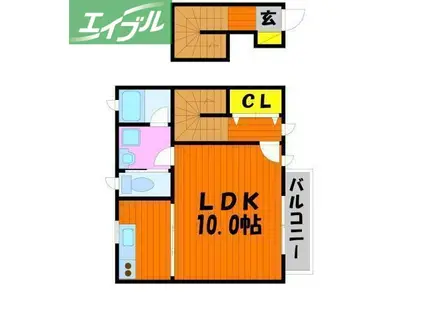 ライフエール中庄(1K/2階)の間取り写真