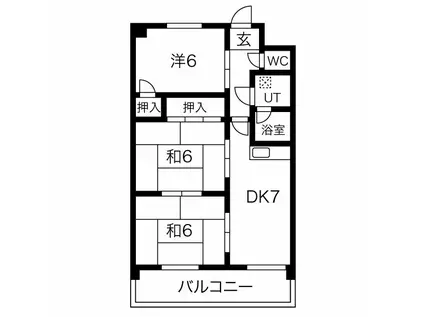 ビッグウィン杁先(3DK/2階)の間取り写真