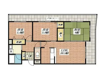 ヴィラ・シャリテ(3LDK/3階)の間取り写真