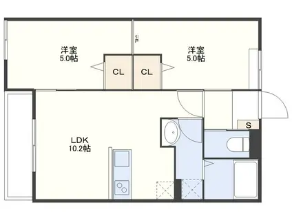 大村市協和町アパート 1号地(2LDK/2階)の間取り写真