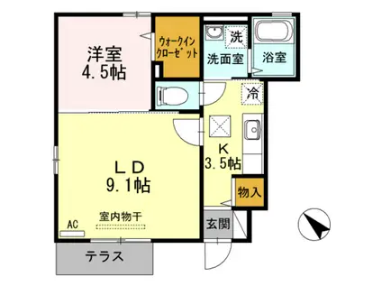 カーサフェリーチェ(1LDK/1階)の間取り写真
