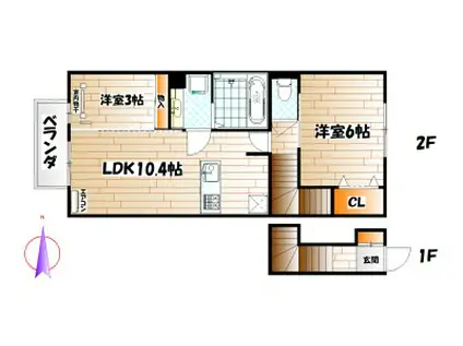 D-ROOM泉台A棟(2LDK/2階)の間取り写真