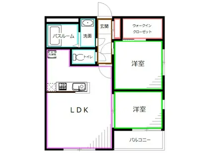 ロータス阿佐ヶ谷(2LDK/3階)の間取り写真