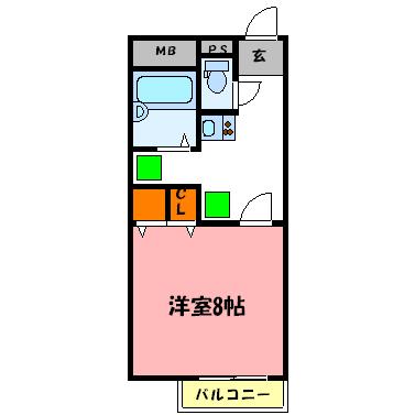 アドバンテージ明石(1K/2階)の間取り写真