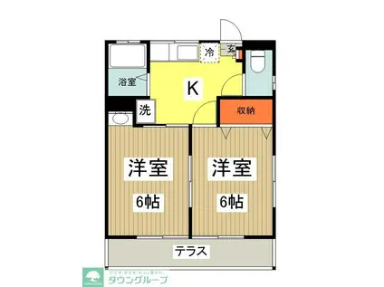 コーポカンナ(2K/1階)の間取り写真