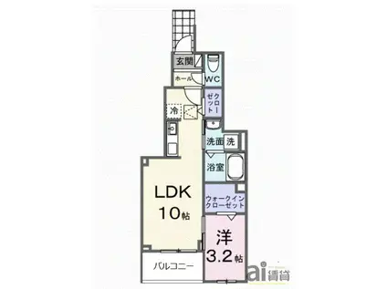 ピースフルIII(1LDK/1階)の間取り写真