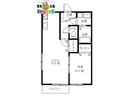 ザ・ギャラリー NAGASAKI TERRACE III (1LDK/1階)の間取り写真