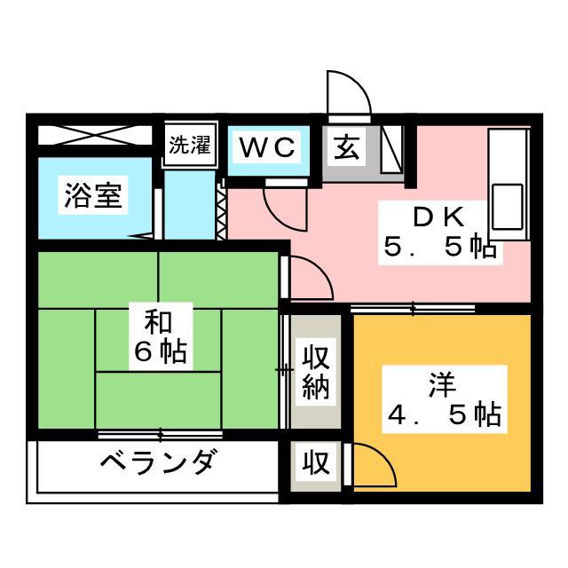 シティー秋桜(2DK/3階)の間取り写真