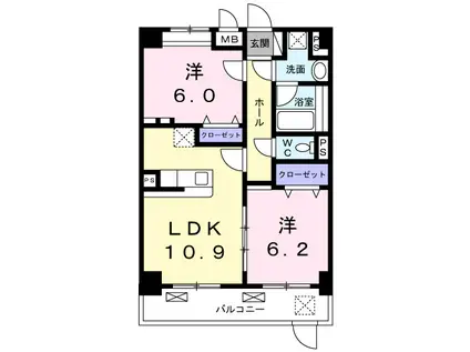 プレミア(2LDK/1階)の間取り写真