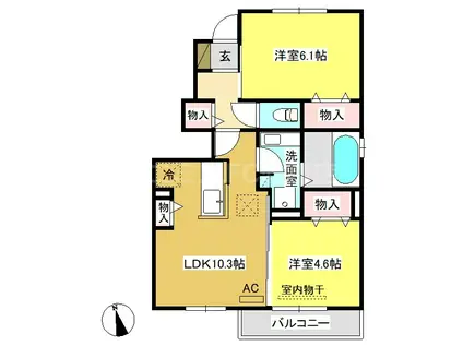 リッツハウス(2LDK/1階)の間取り写真