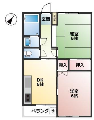 コーポラスファイブ(2DK/1階)の間取り写真