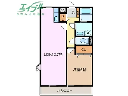 ジョイフル II(1LDK/2階)の間取り写真