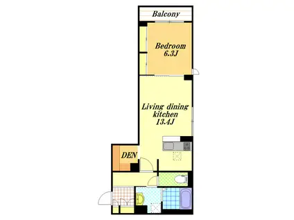 チムニー(1SLDK/1階)の間取り写真