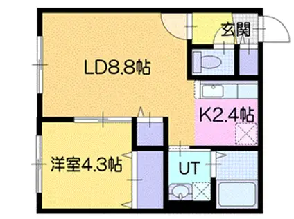 プリオール北広島(1LDK/4階)の間取り写真