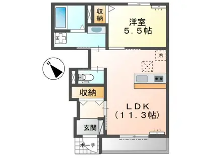 サンハイムV(1LDK/1階)の間取り写真