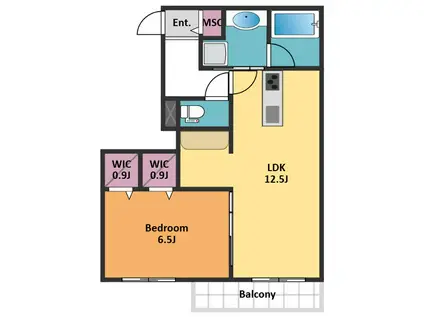 カフネ・M(1LDK/1階)の間取り写真