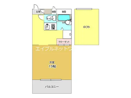 ヴェルタ(1K/2階)の間取り写真