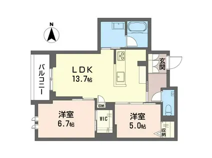 フルリアージュ(2LDK/2階)の間取り写真