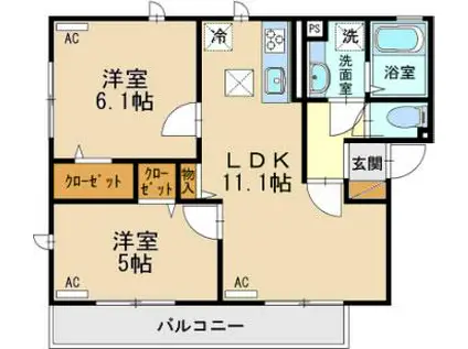 セジュールツー(2LDK/1階)の間取り写真