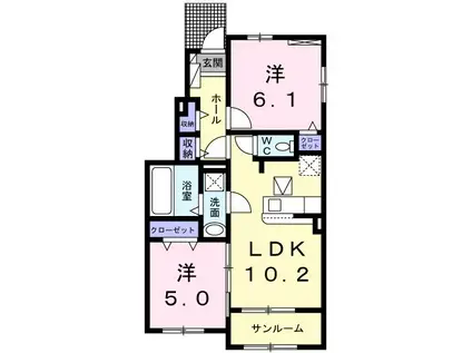 ベル メゾン 永利(2LDK/1階)の間取り写真