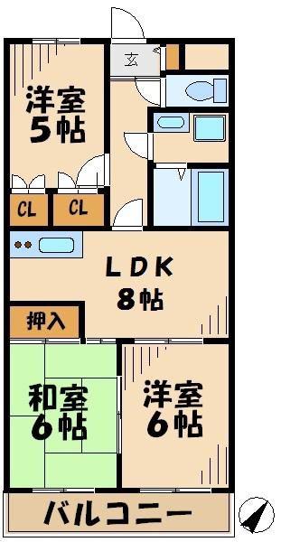 アーヴァンパレス松木(3LDK/1階)の間取り写真