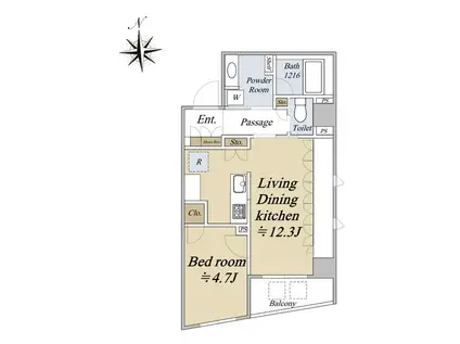 フェルクルール秋葉原(1LDK/8階)の間取り写真