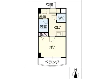 ラフィネ山手(1K/3階)の間取り写真