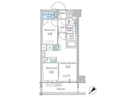 パークアクシス品川南大井パークフロント(2DK/3階)の間取り写真