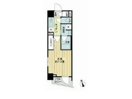 フレシア中目黒(1K/3階)の間取り写真