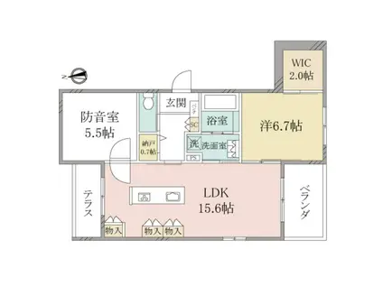 ヘーベルヴィレッジ世田谷砧MUSIC(2LDK/1階)の間取り写真