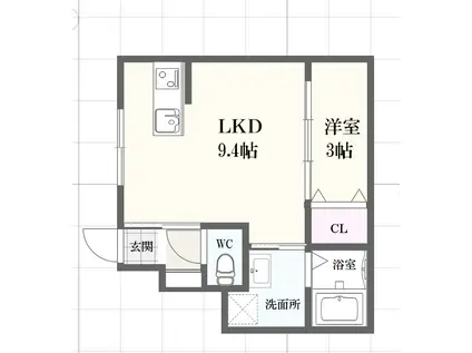 ボヌール妻鹿駅前(1LDK/1階)の間取り写真