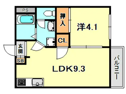 村田ハイツB(1LDK/2階)の間取り写真