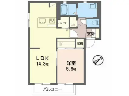 ファミールフジ(1LDK/1階)の間取り写真