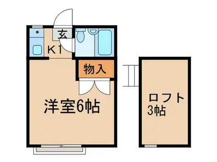 フェリス祖師谷(ワンルーム/1階)の間取り写真
