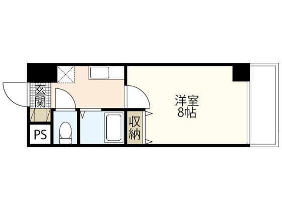 ユアコート舟入(1K/2階)の間取り写真