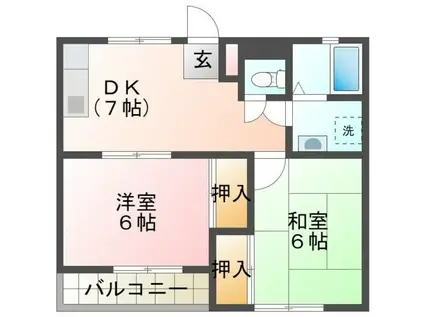 モンシャトー小金井成和(2DK/3階)の間取り写真