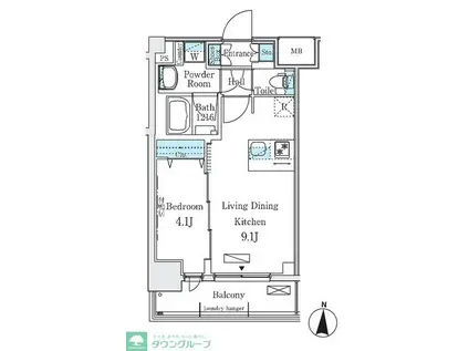 ディームス東陽町II(1LDK/4階)の間取り写真