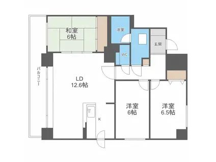 MANSIONKURODA山鼻19条(3LDK/9階)の間取り写真